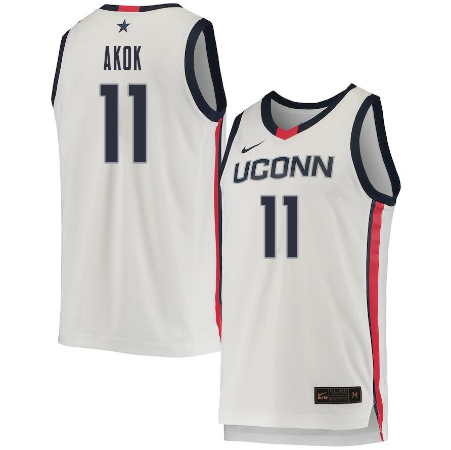 2021 Men #11 Akok Akok Uconn Huskies College Basketball Jerseys Sale-White - Click Image to Close